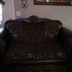 Dark Brown Flower Designed Couches