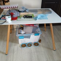 White And Wood Table