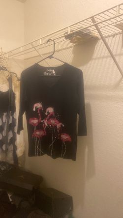 Coral Bay Black Flamingo Graphic Top