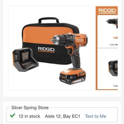 Rigid 18v Cordless 1/2” Drill/Driver W/ 2.0 Ah Battery And Charger