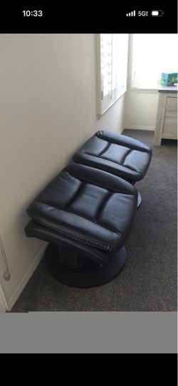 NEW Black Leather  Ottomans