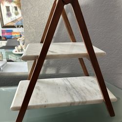 2 Tier Marble Charcuterie Stand