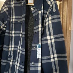 NWT Carhartt Fleece Lined Jacket Large Blue Plaid