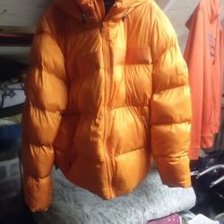 Tommy Hilfiger Orange Puffy Jacket With Hood