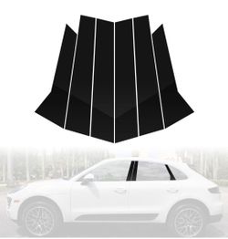 BASIKER Door Pillar Post Trim Compatible with 2014-2022 Porsche Ma.can Window Pillar Glossy Black PC Stickers Cover Molding Accessories