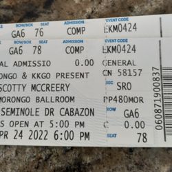 Scotty McCreery Tickets Sunday 4/24 $60 For Both 