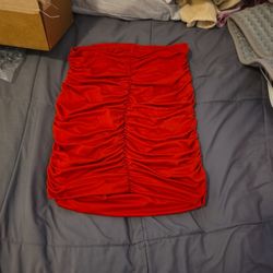 Red Scrunched Skirt 