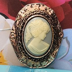 #2304,  PERI SIGNED, VINTAGE CAMEO BROOCH AND PENDANT.