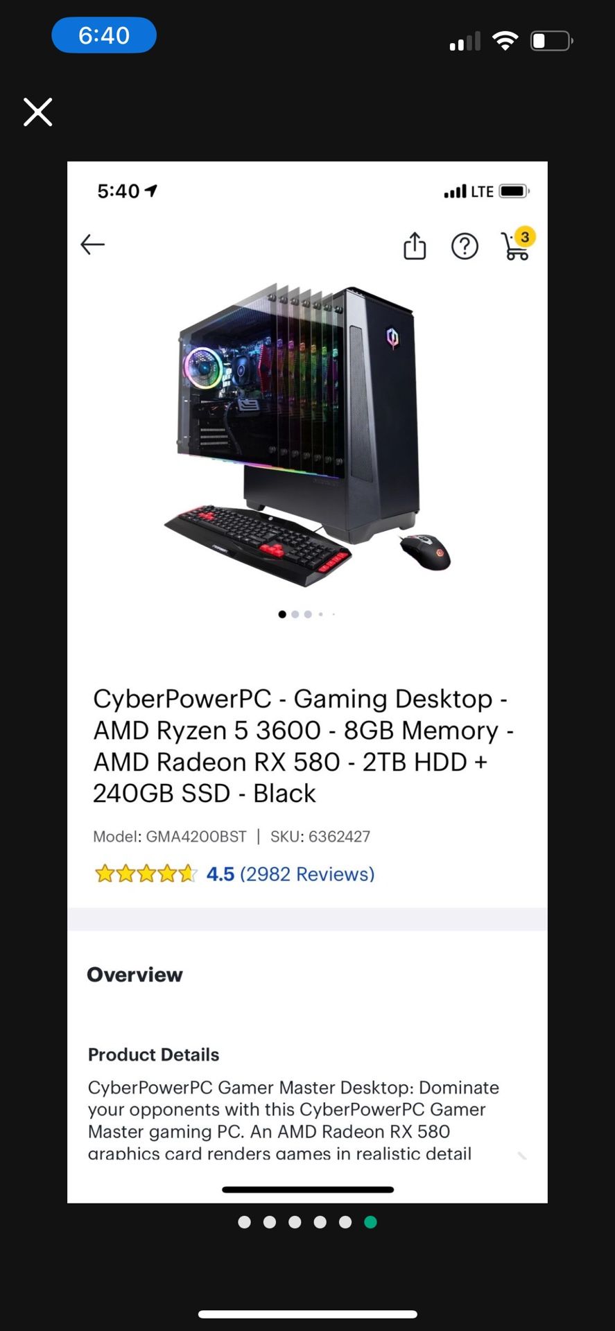 Cyber Power PC Gaming Desktop.