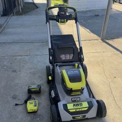 RYOBI 40V HP Brushless Whisper Series 21. in Walk Behind Self-Propelled All Wheel Drive Mower - (2) 6.0 Ah Batteries & Charger 