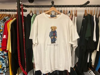 Polo Ralph Lauren Denim Polo Bear Graphic Tee White Shirt Size XL