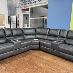 Indoor Sectional Sofa  Set ( Grey Leather)  Brand New In Box   $1095