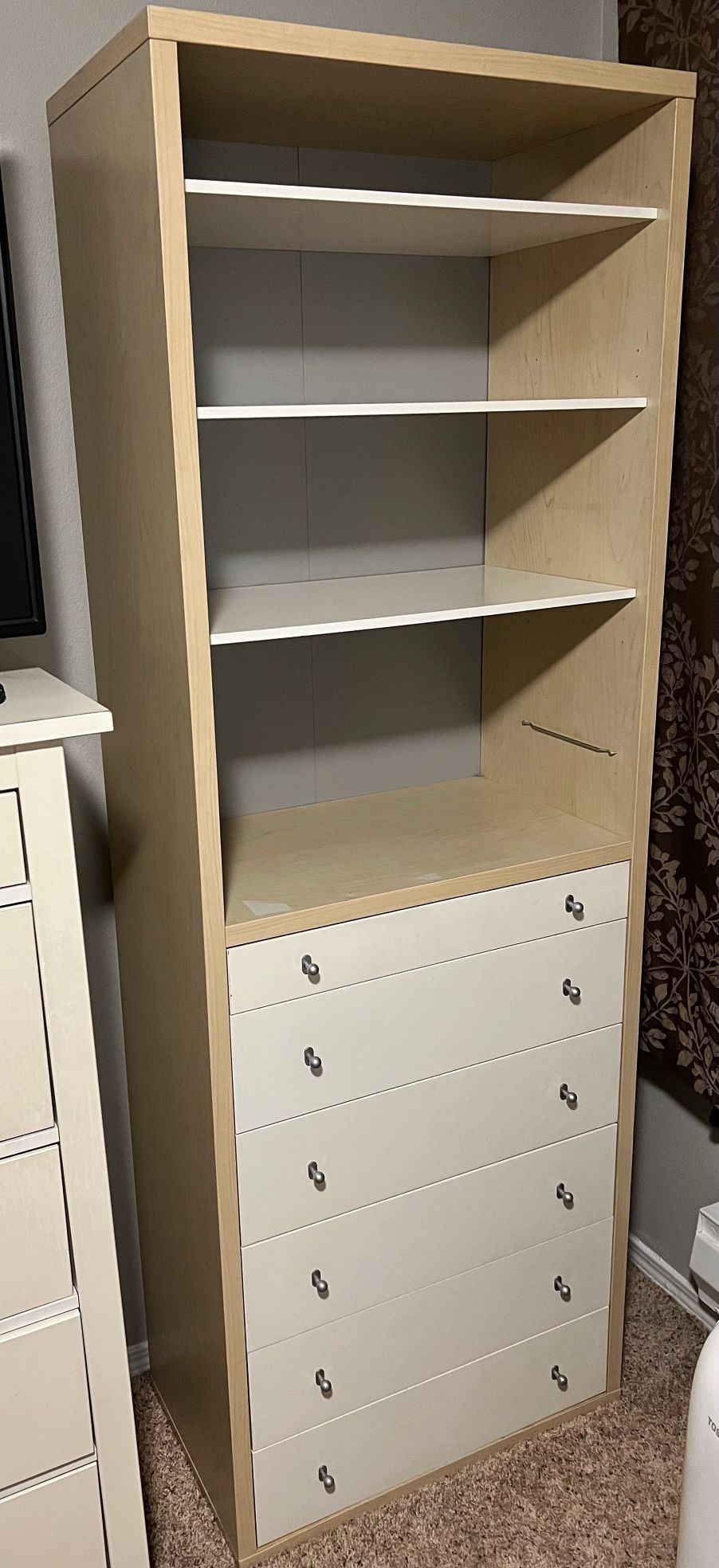 White Storage Dresser With Shelving Units 