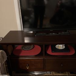 Cherry Wood Tv Stand With Two Shelf’s And Two Drawer 