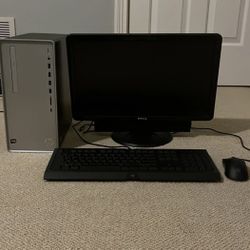 Desktop bundle with Razer mouse, keyboard, and dell monitor