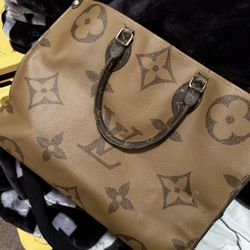 LV large tote bag / Brown/dark Brown/red / Mommy / Work Bag 