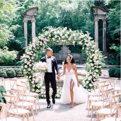 6.5FT Tall X 6.5FT Wide Metal Ring Arch for Outdoor Party Backdrop Decoration (with Ground Anchors