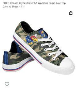 Kansas Jayhawks NCAA Womens Camo Low Top Canvas Shoes - 11