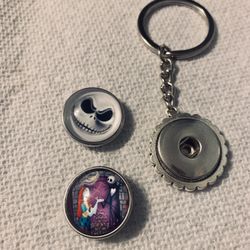 Jack & Sally Snap Keychain 