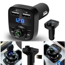 Transmisor FM Bluetooth, inalámbrico Bluetooth manos libres kit de coche transmisor FM reproductor MP3 cargador dual USB


