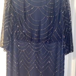 Adrianna Papell Blue Beaded Dress