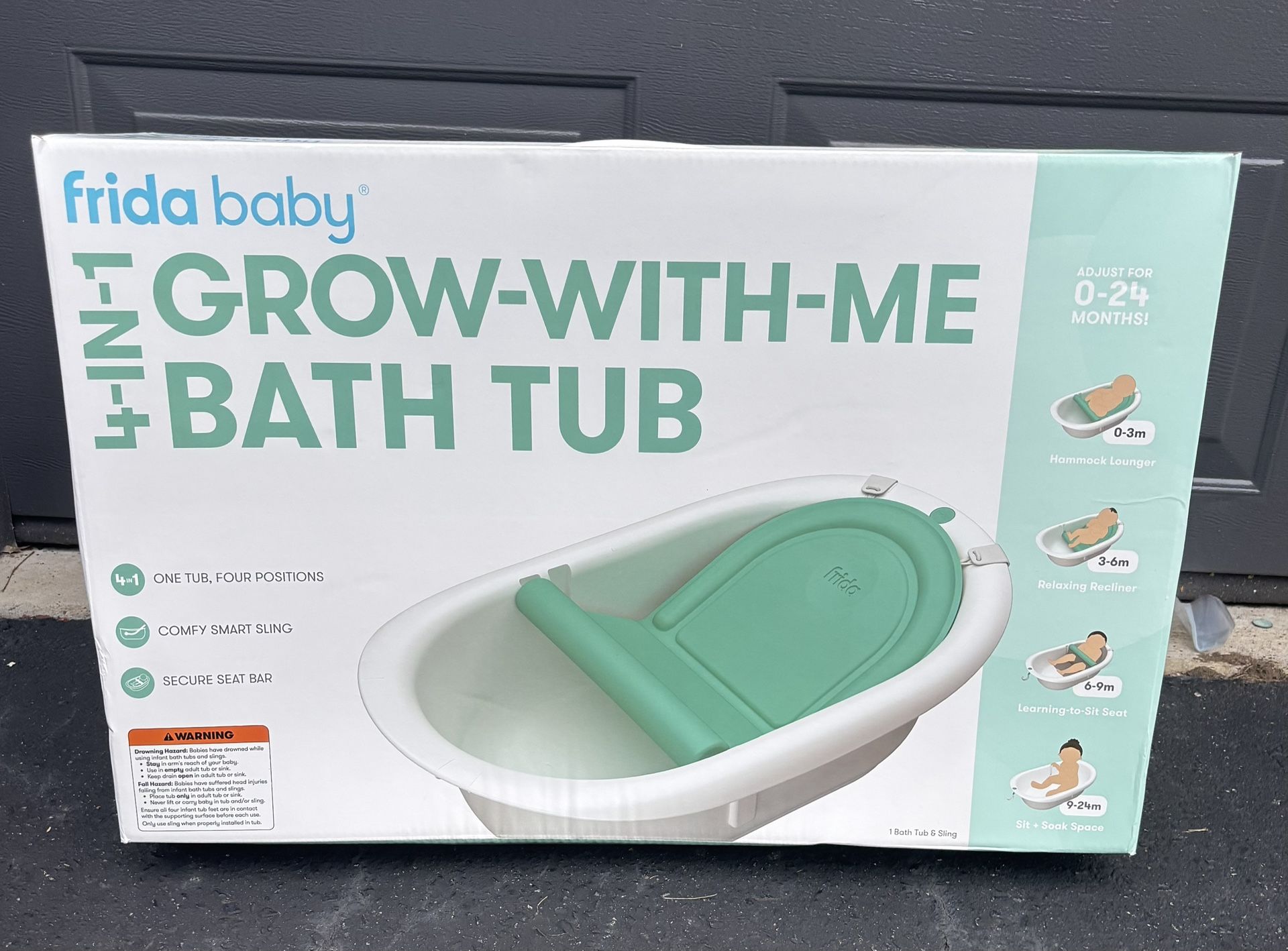Frida Baby 4-in-1 Grow-with-Me Baby Bathtub, Baby Tub for Newborns to Toddler NEW