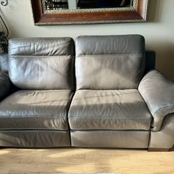 Brown Leather Dual Electric Reclining Sofa