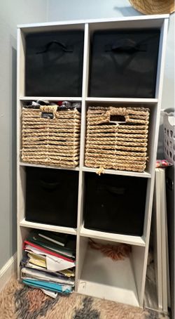 8 cubby storage unit with baskets