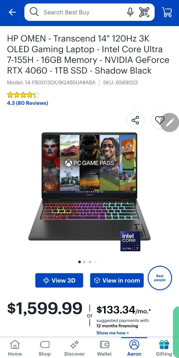 omen Transcend 14 Gaming Laptop
