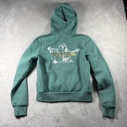 Vintage True Religion Women's S Green Buddha Full-Zip Hoodie Sweatshirt Crop#76