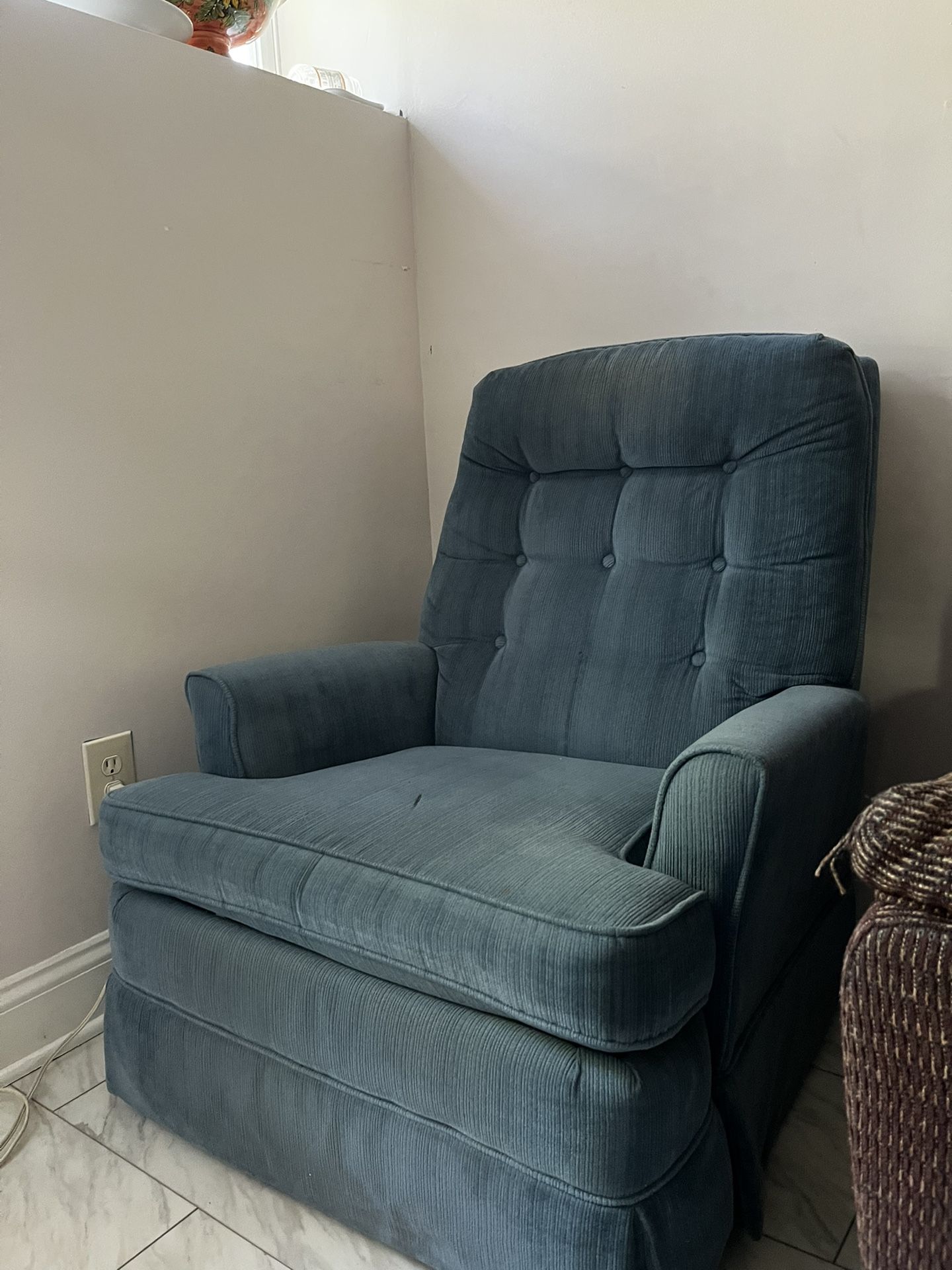 Beautiful Blue Manual Recliner