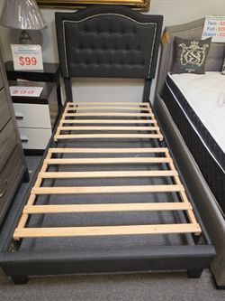 Brand new dark gray linen twin bedframe