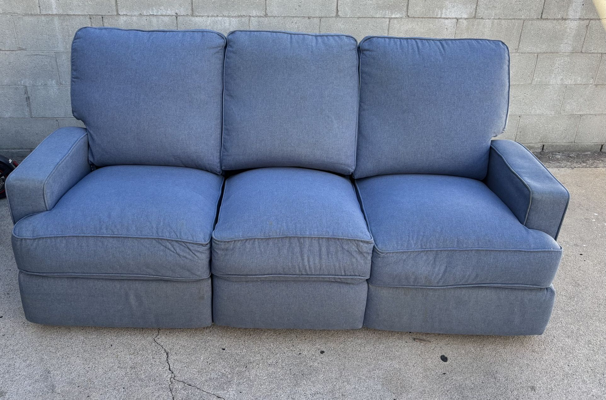 Blue 3-Seater Reclining Sofa – Very Comfortable