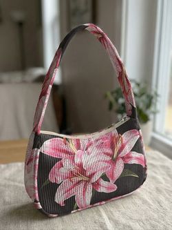 Pink Lilies Flower Purse Bag