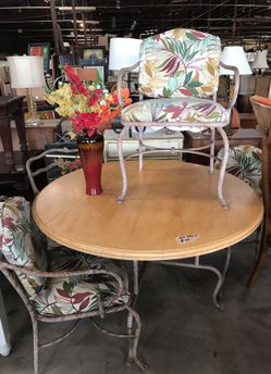 Wrought iron and wood table and 4 chairs - $199