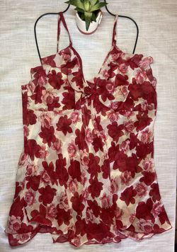 Je T'adore Red Rose Floral Mesh Babydoll Top (XL)