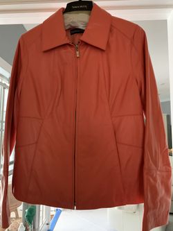 Lamb Leather Jacket XS Hip lengs Orange color