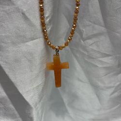 Crystal Necklace With Agate Gemstone Pendant 