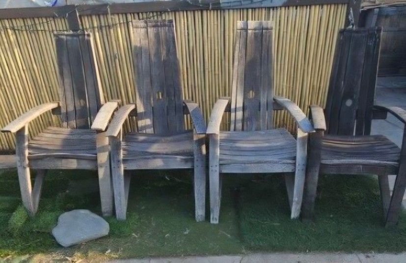 4 Antique Wine Barrel Adirondack Chair