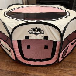 Pet Apartment PETMAKER Foldable Portable Travel Puppy or Kitty Playpen with Mesh Windows and Zippered Roof (Pink) Can Replace Bed or Crate