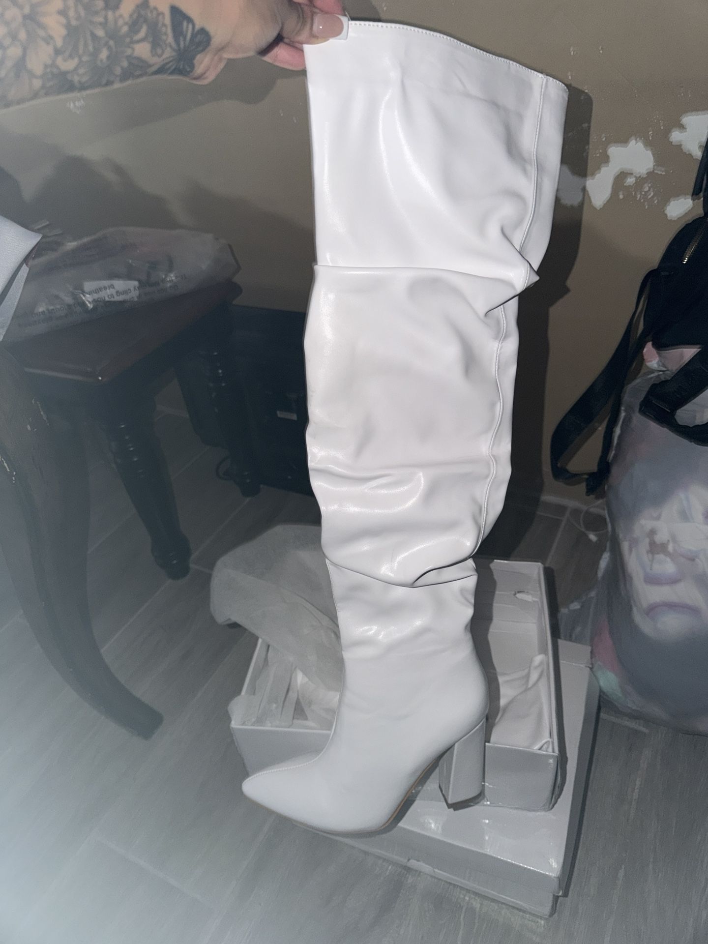 New White Heeled Boots