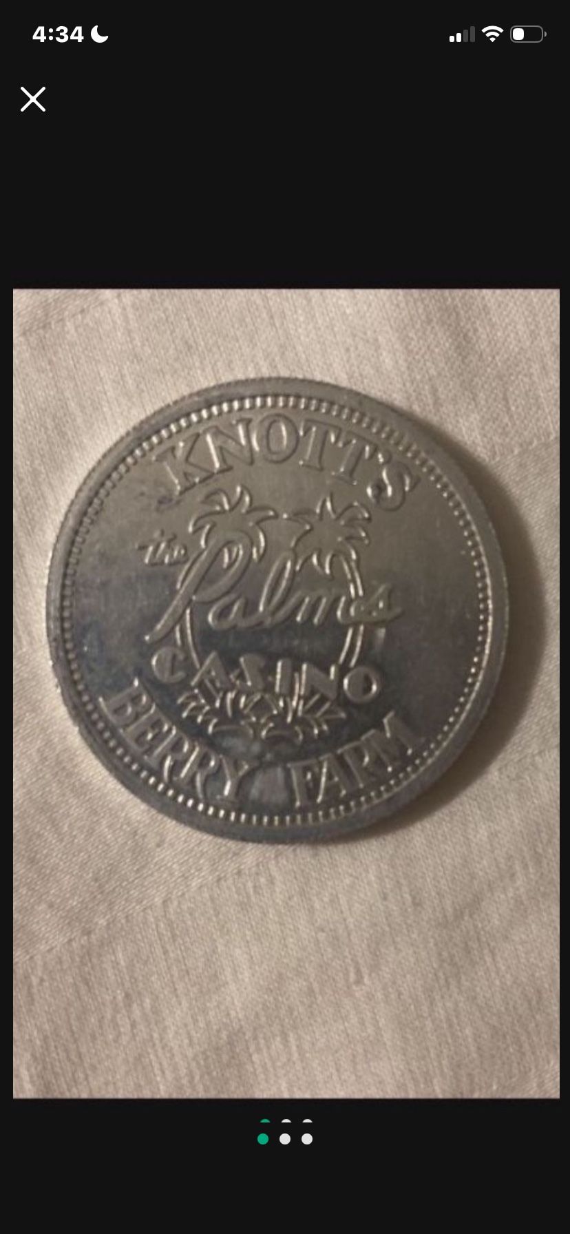 Rare Vintage Bicentennial Knots Berry Farm Palms Casino  Token