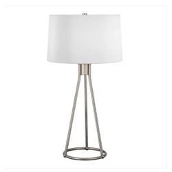 Set of Nova 28 in. Brushed Nickel Tapered Table Lamp