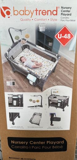 Baby Trend Nursery Center Playard with Animal Toys, Grey