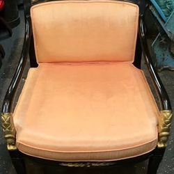 Pink Cushion Black and Gold Wood Chair