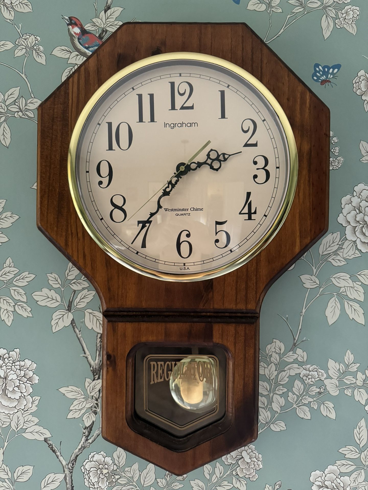 Ingraham Quartz Westminster Chime Regulator Wall Clock