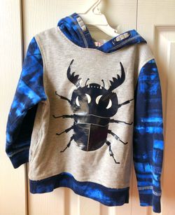 Kids H&M BOYS HOODIE SWEATSHIRT Jacket Big BLACK BUG BLUE TYE DYE Size 4-6