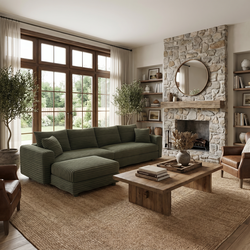 Norwalk 102" Modular Plush Corduroy L-Shaped Sectional Sofa with Movable Ottoman