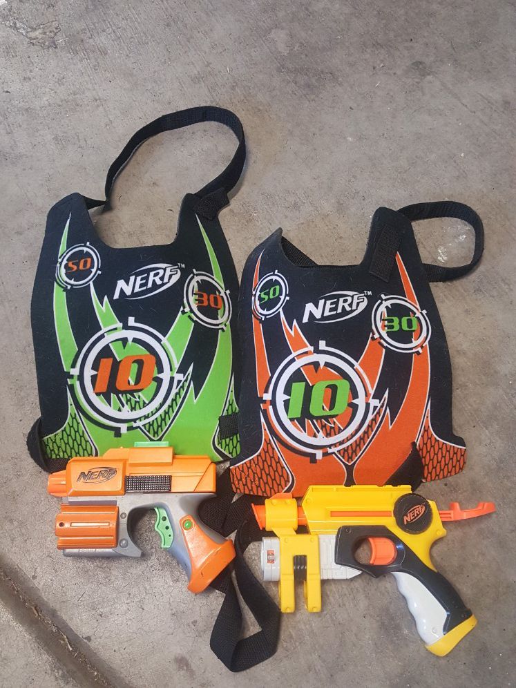 2 Nerf Guns with Vests