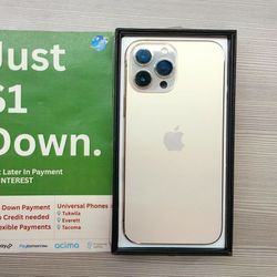 APPLE IPHONE 13 PRO MAX UNLOCKED.    FREE SMARTWACH/ HEADPHONES. PAY $1 TODAY  REST IN  PAYMENTS.  NO  CREDIT NEEDED FINANCING 